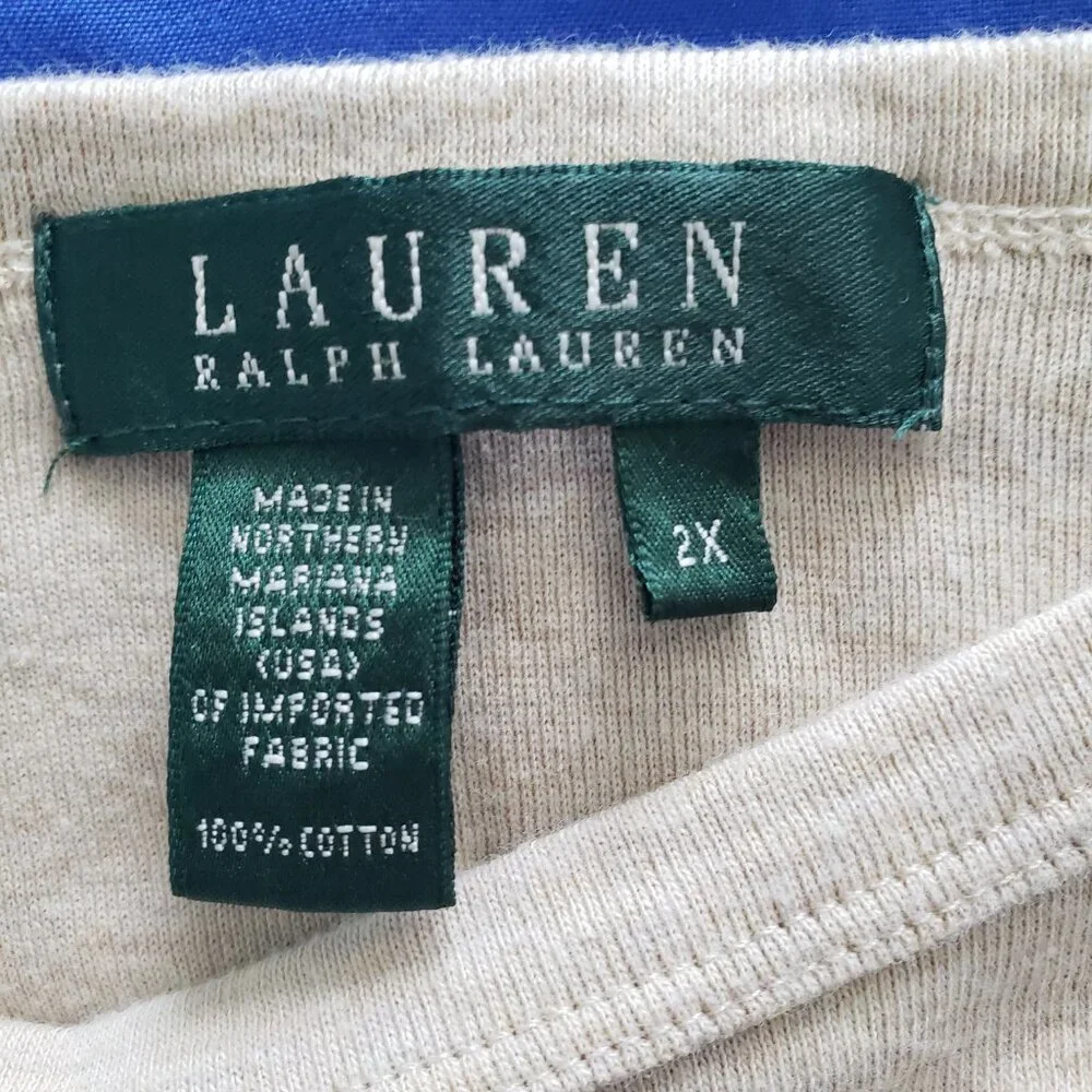 Vintage Lauren Ralph Lauren Crew Neck Pullover Sweater Womens 2X Tan Minimalist - Picture 3 of 8